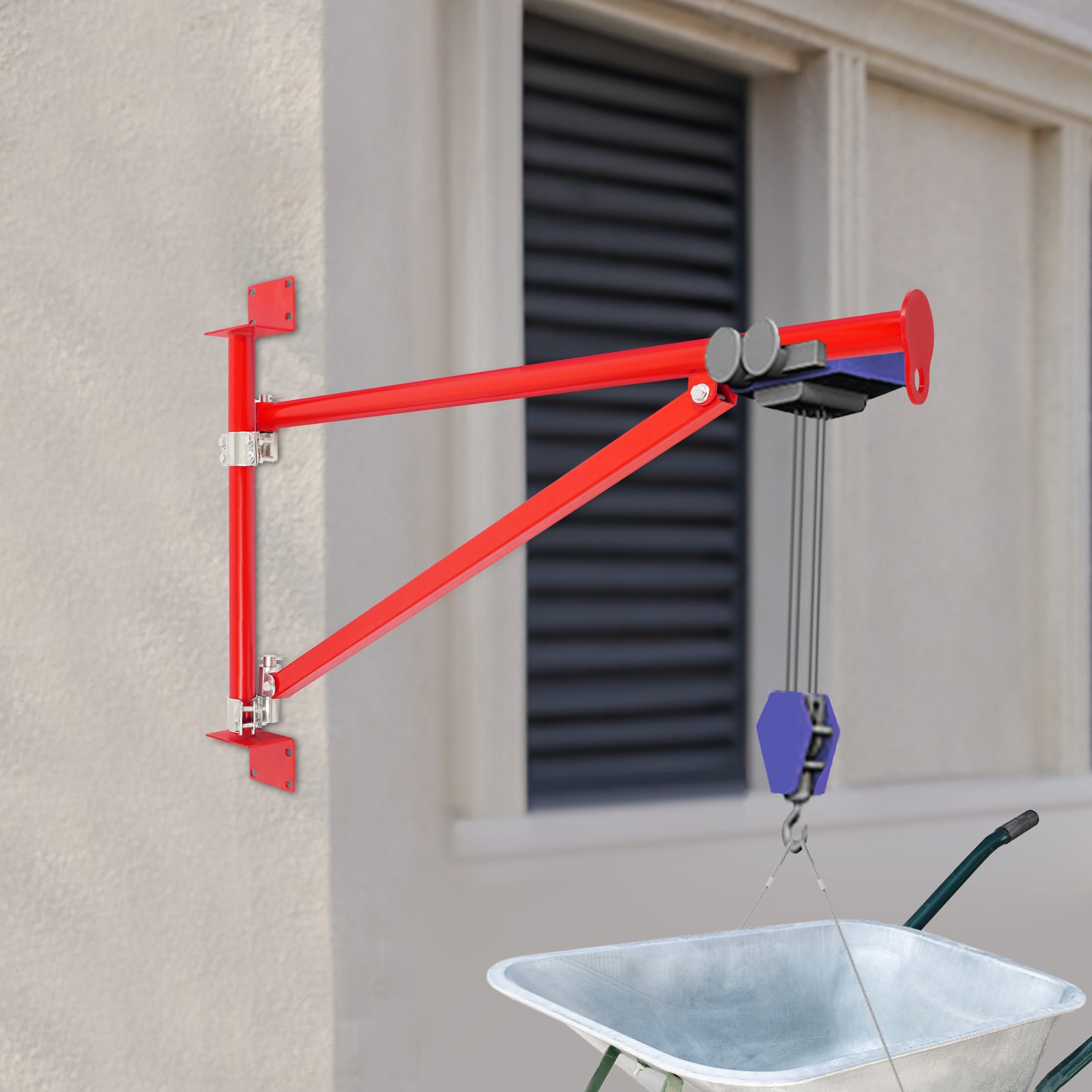 Wall Mount Crane Bracket Alloy Steel Hoist Bracket Red Swing Arm 180° Industrial