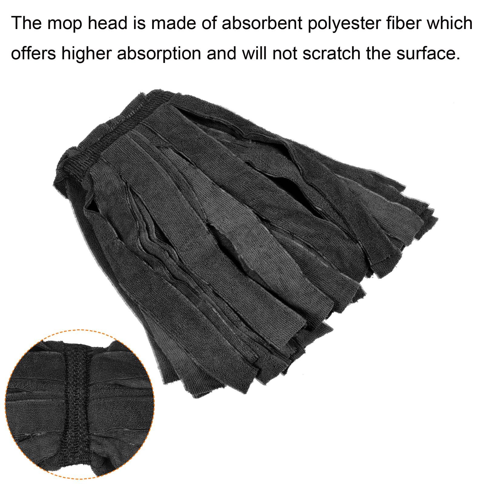 Mop Heads Replacement 35x16cm Polyester Fiber Floor Cleaning Pads, Black