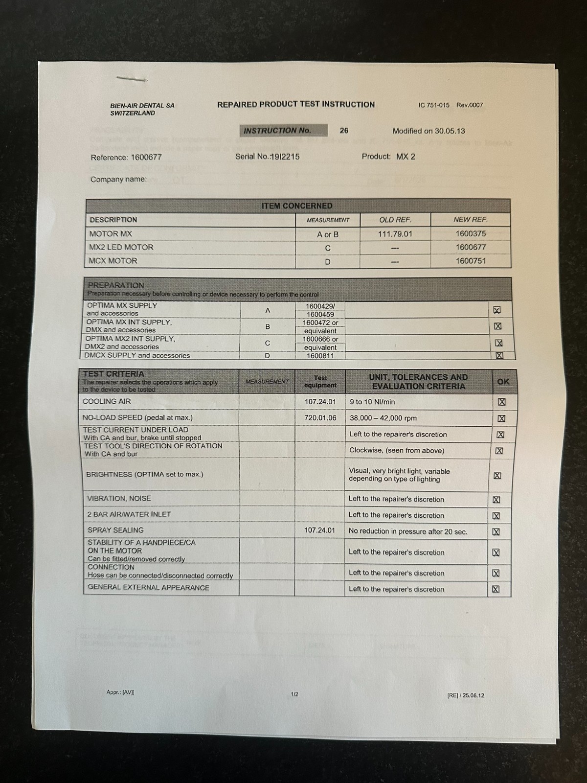 Bien Air MX2 Electric Dental Motor – Factory Refurbished by Bien Air – Excellent