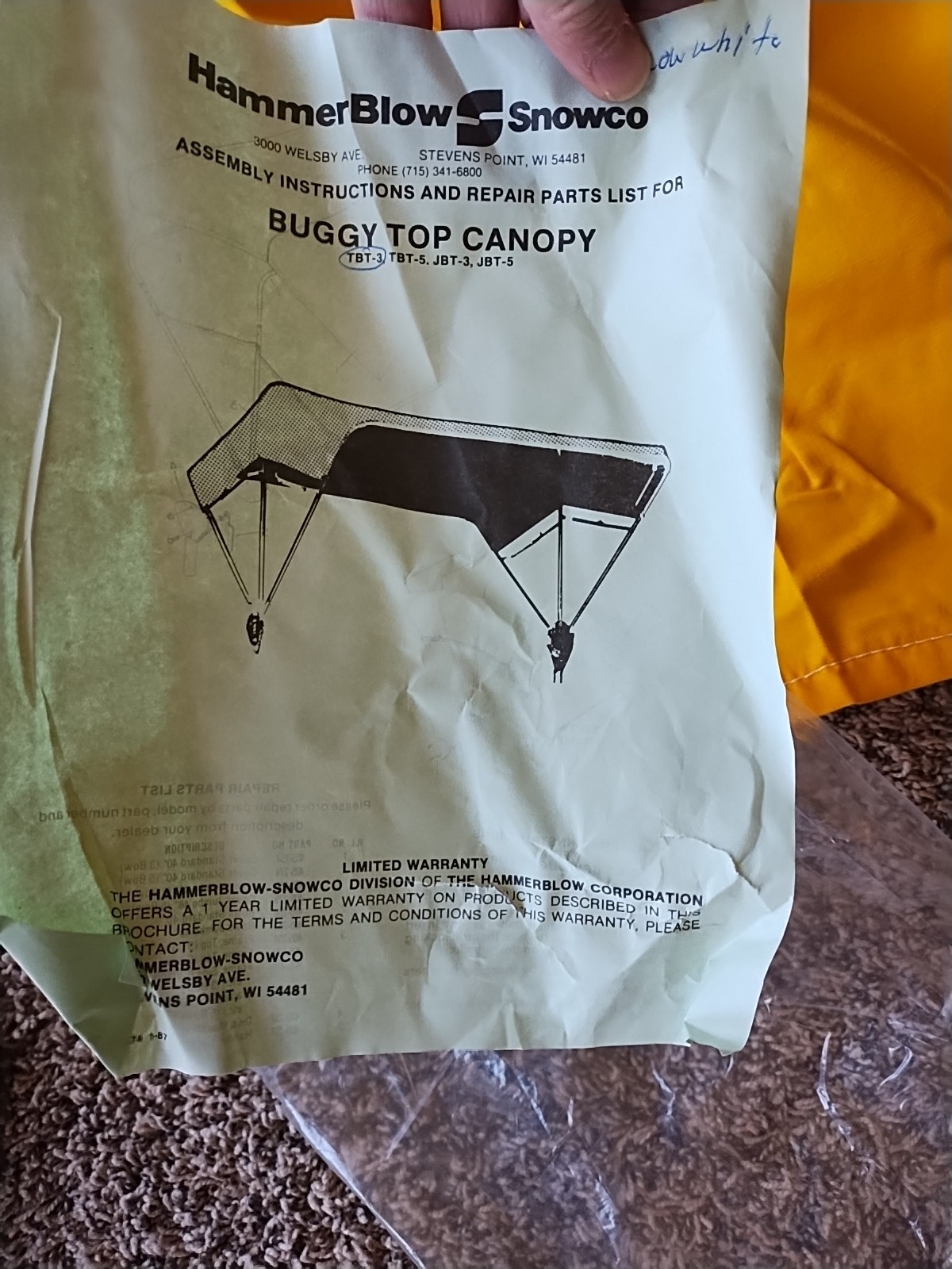 3-Bow Tractor Canopy Replacement Cover 40″ Canvas Yellow White Buggy Top Snowco