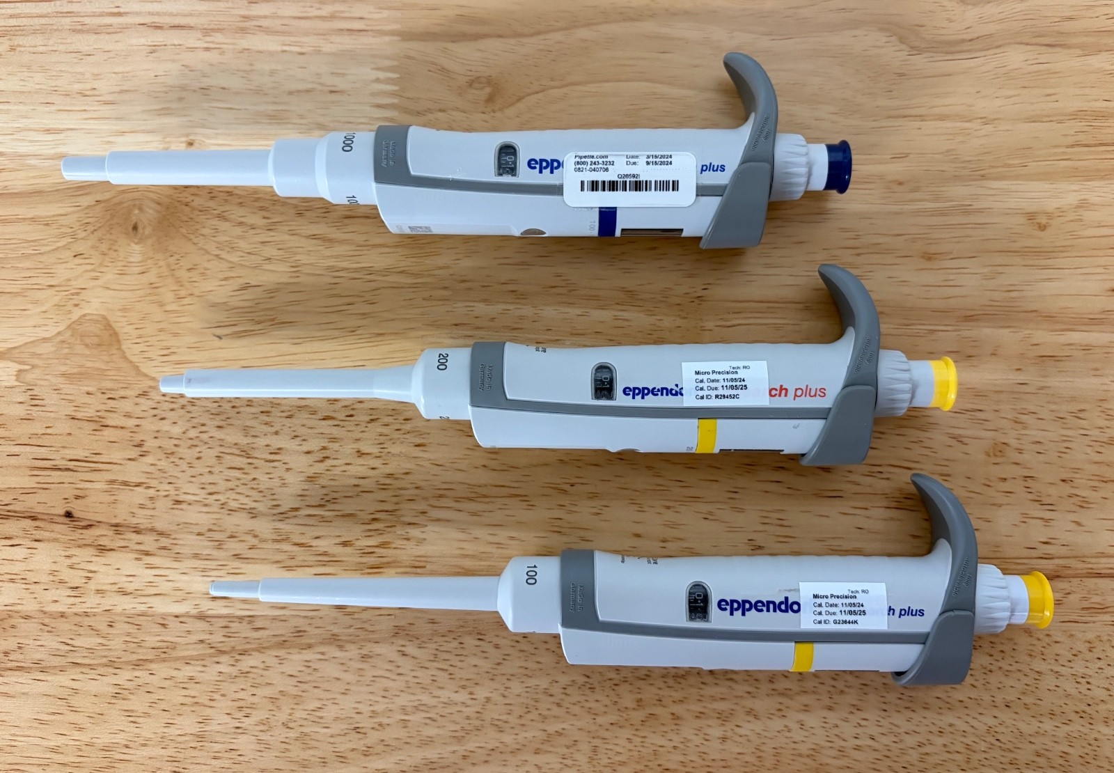 Eppendorf Research Plus Pipette Set (10-100, 20-200, 100-1000) – Refurb, Mint!