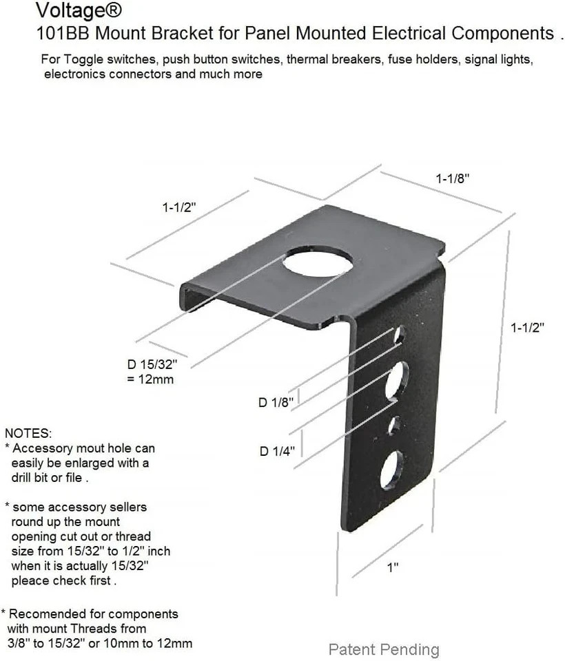 Universal Mounting Bracket For Panel Push Button Breakers Toggle Switches Fus…