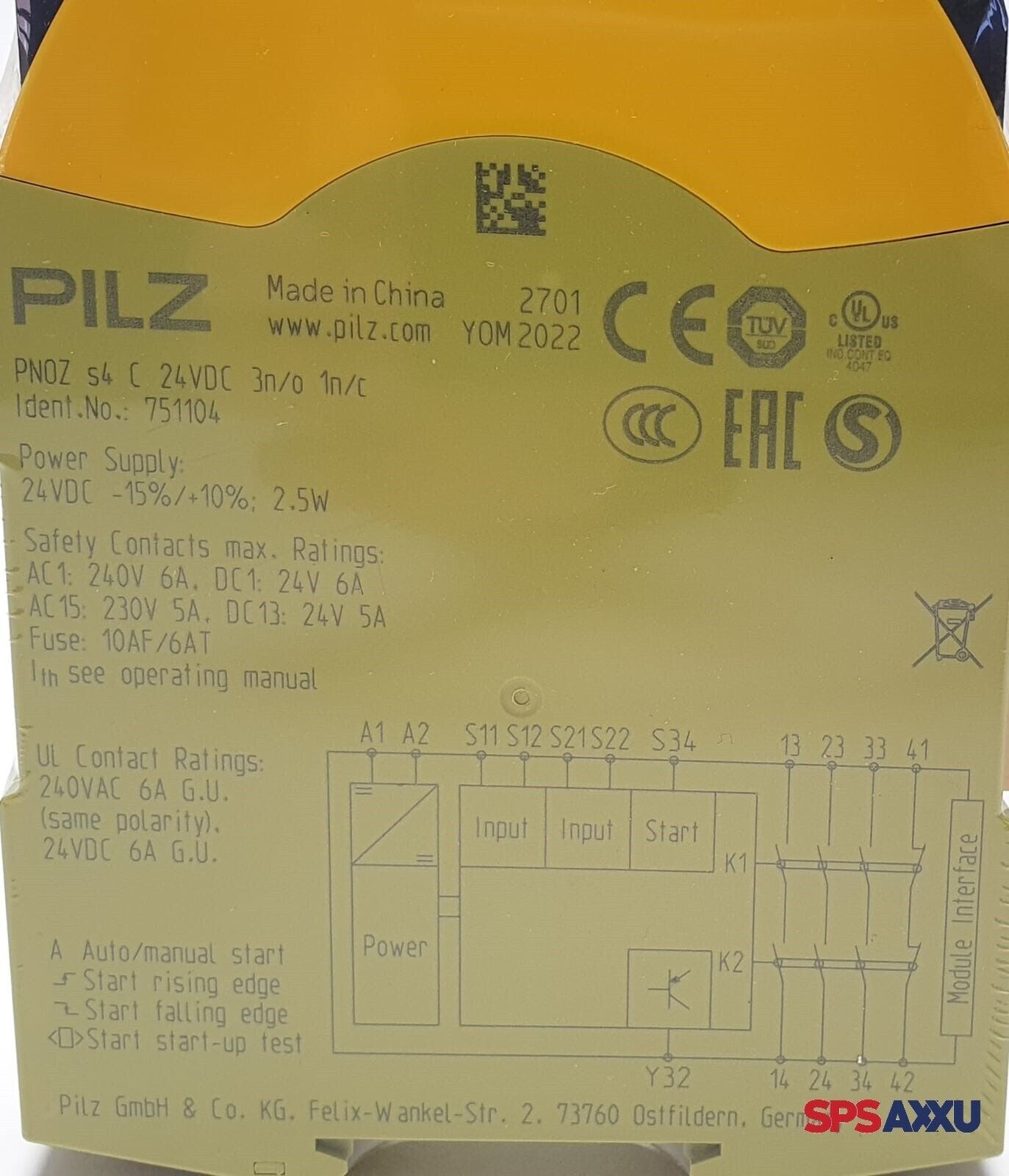 Pilz PNOZ s4 C 24V Safety Relay 751104