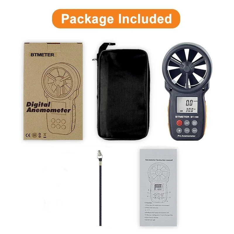 8-Vane Handheld Anemometer Wind Speed Meter,Tripod Mount, Wind Chill,LCD Backlit