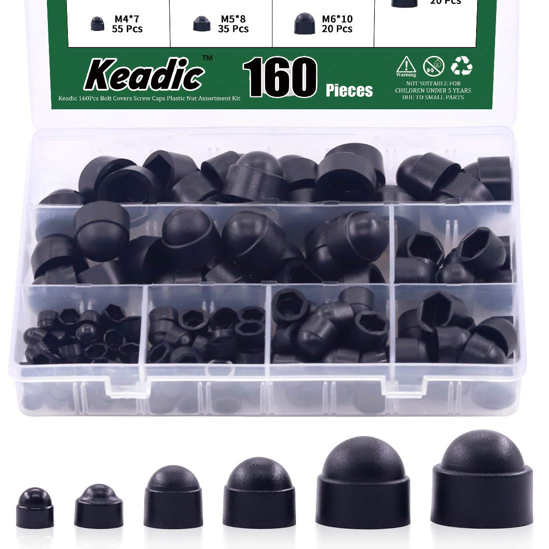 161Pcs Bolt Covers Screw Caps Hex Head Bolt Covers Black Plastic Dome Bolt Nut P