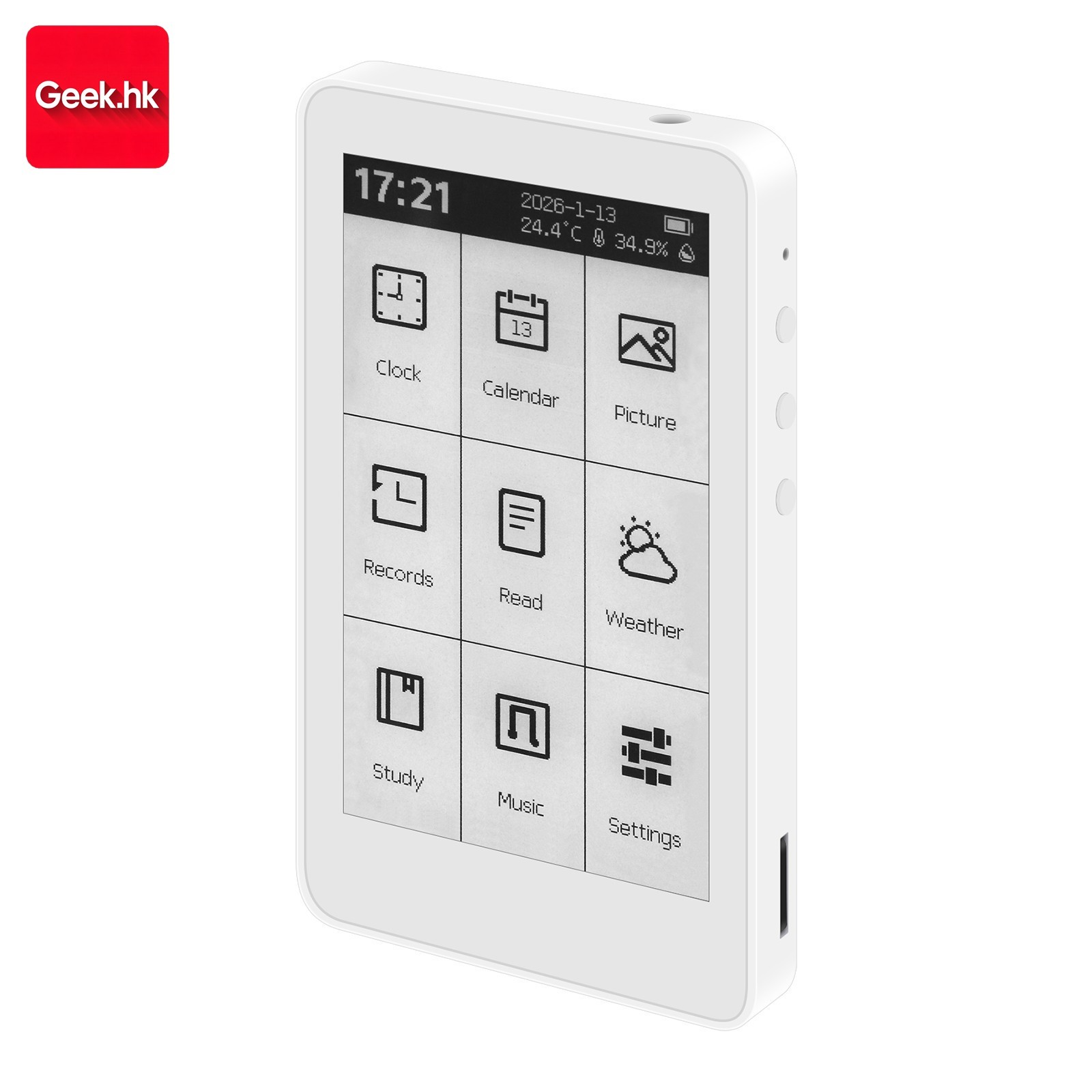 M3 E-Book Reader 3.7″ Touch Screen E-Paper 10-Level Adjustable Backlight Clock