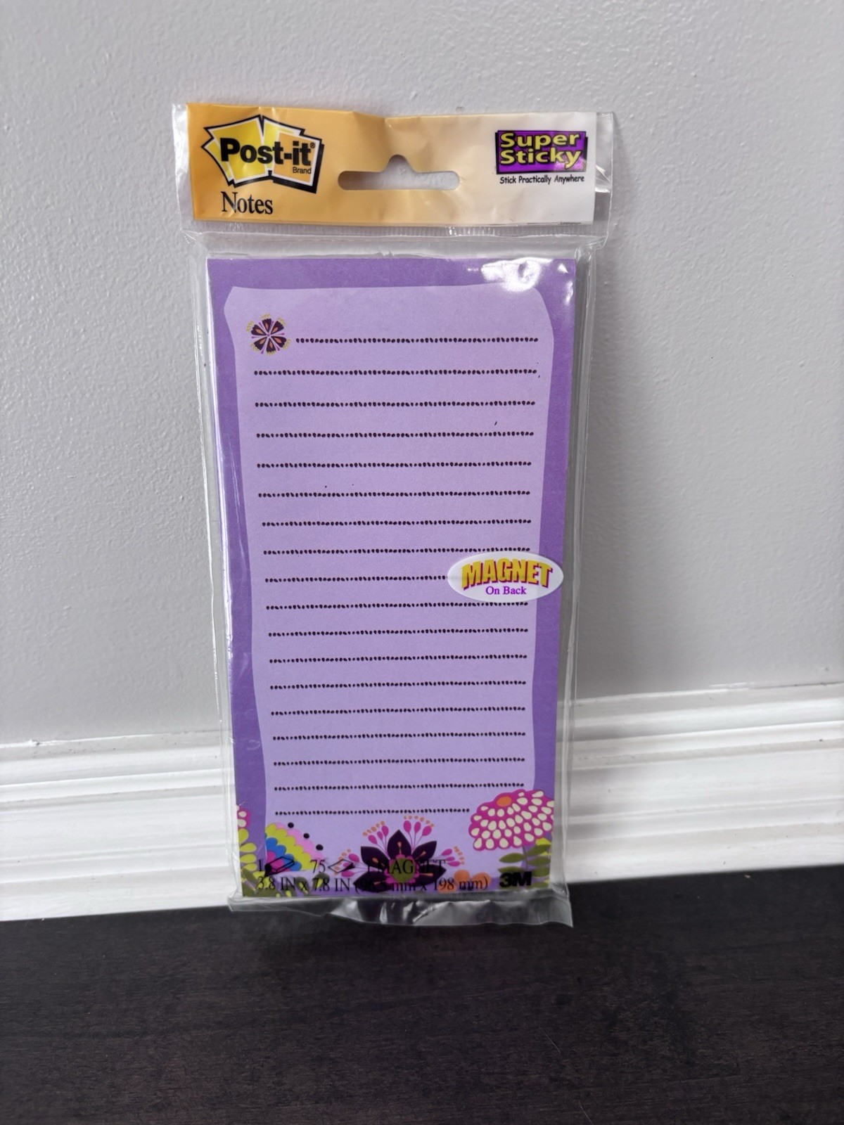 Post-it Brand Notes with Magnet – Purple – 75 Sheets New Super Sticky