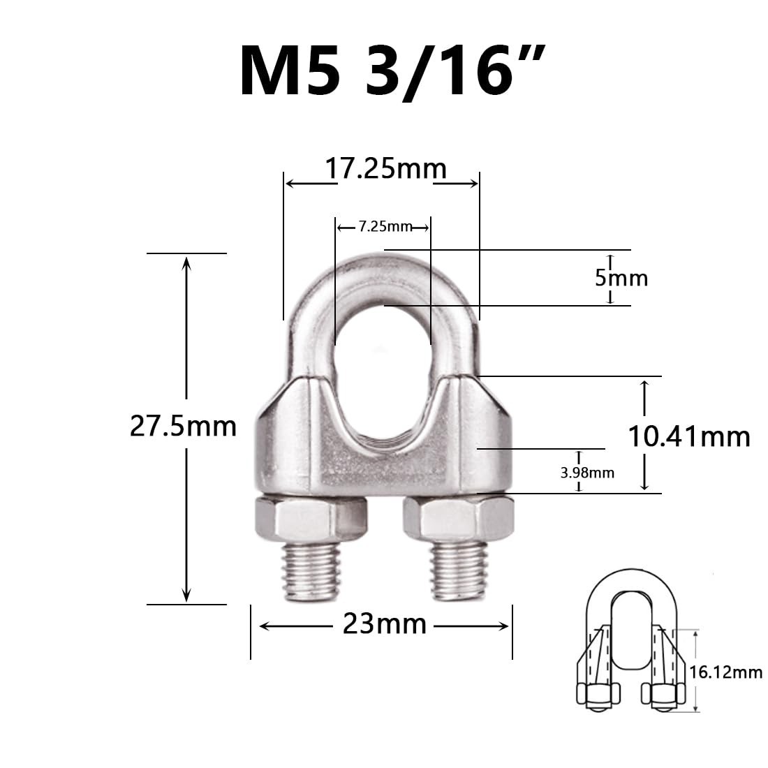 Versatile 12-Piece M5 3/16″ Wire Cable Clamp Set – Trusted for Outdoor Uses