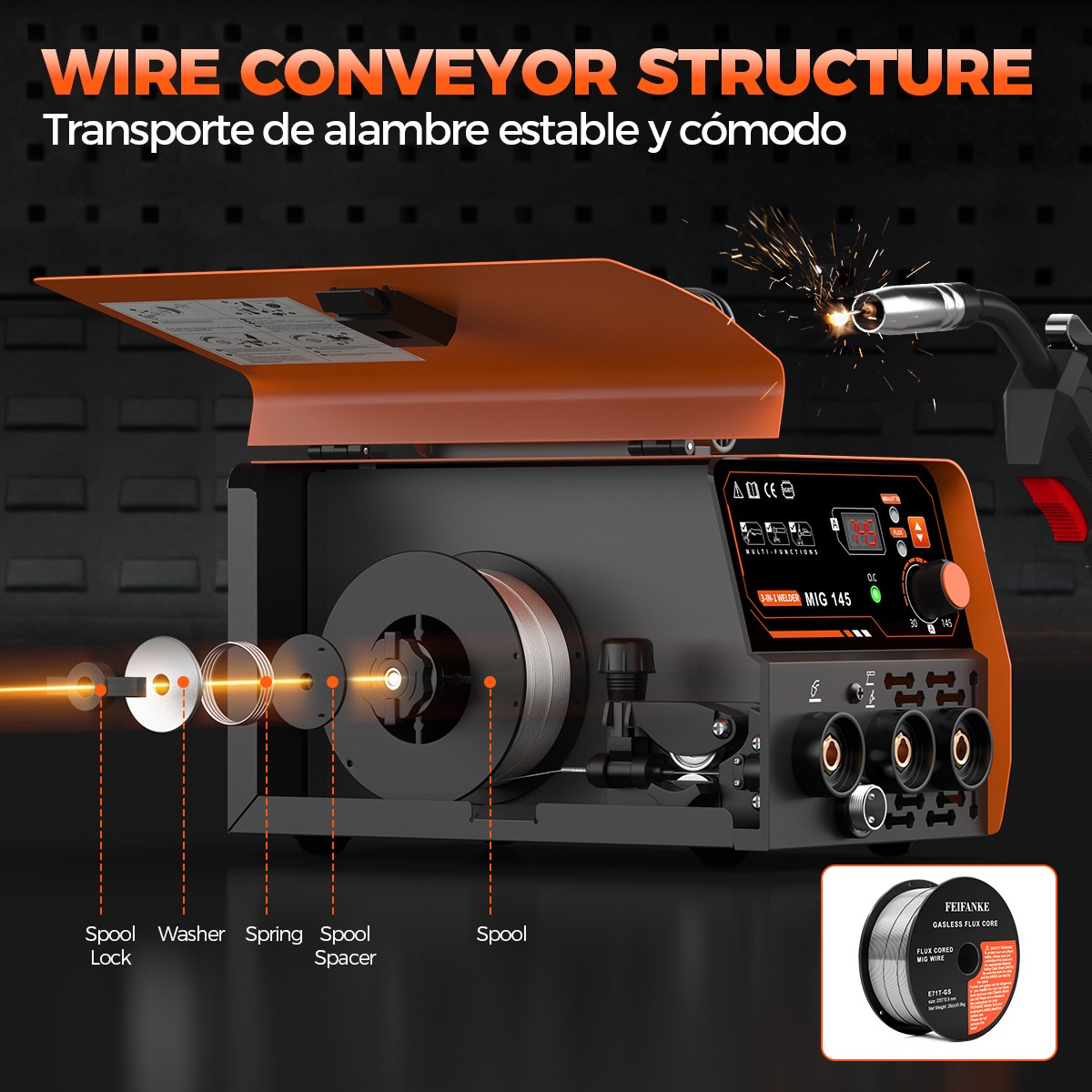 145A MINI MIG Welder 110V, Flux Core/Lift TIG/Stick Welder & TIG Welding Torch