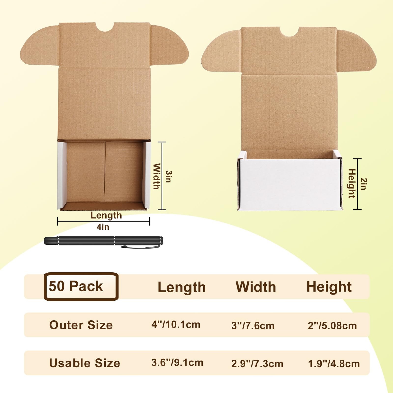 50 Packs 4X3X2 Small Shipping Boxes, White 4 x 3 x 2 inches Corrugated Cardbo…