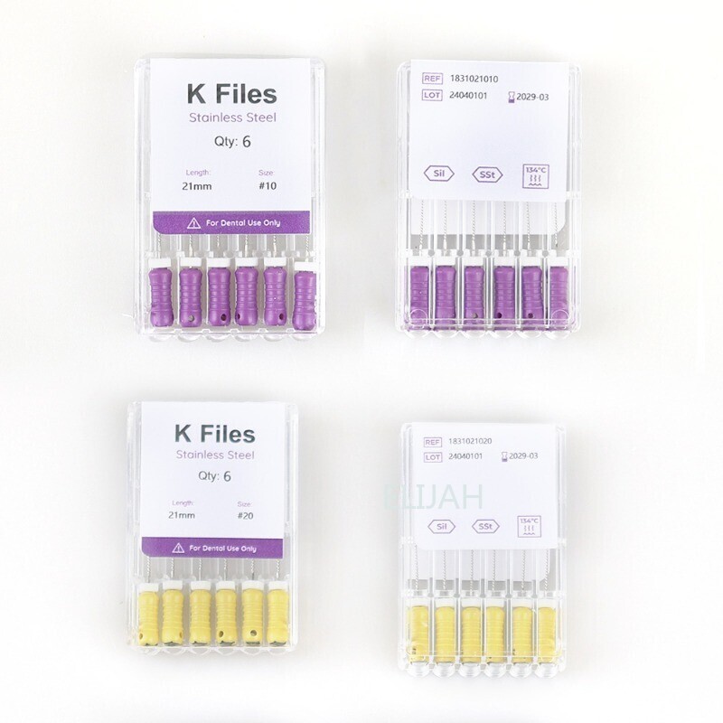 ELIJAH Dental Endo Root Canal File 25mm K-FILES Stainless Steel Hand Use #6–#40