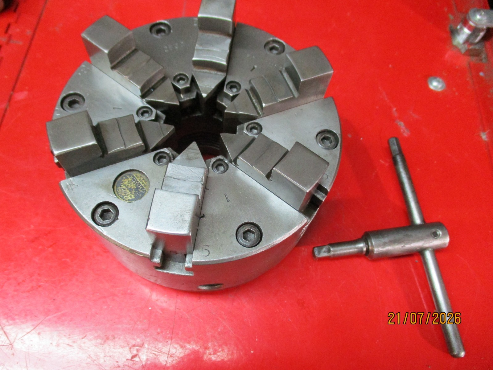 Buck 5″ 6 Jaw Adjust-Tru Lathe Chuck 1-1/2 X 8 tpi Thread