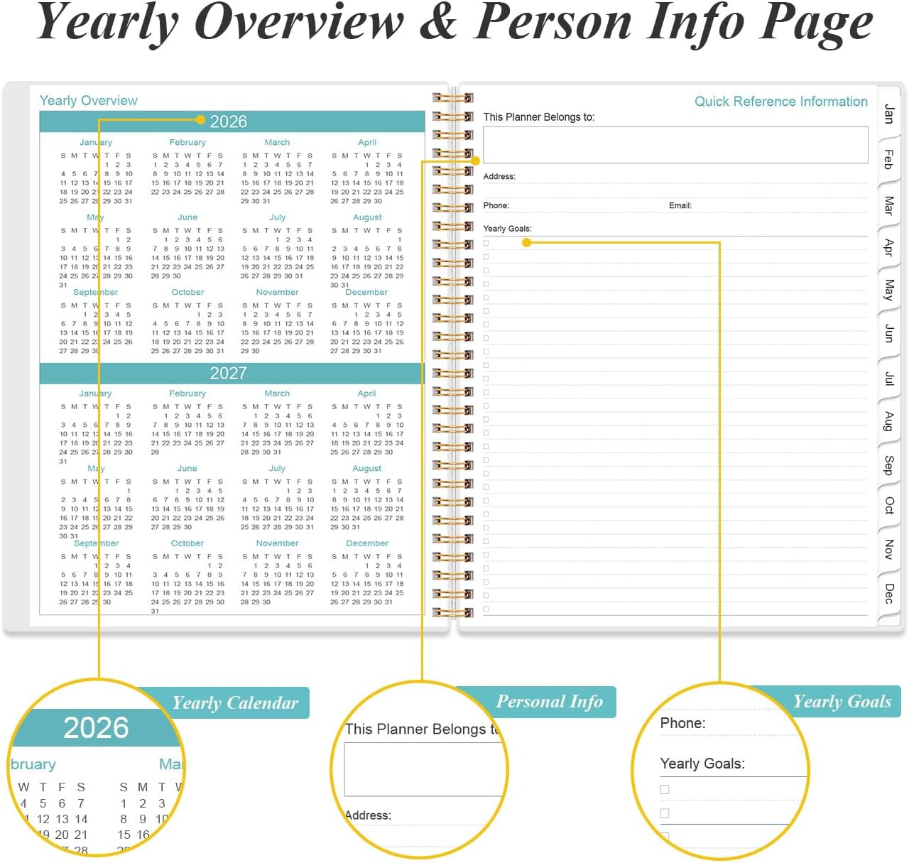 2026 Planner – Planner 2026 from January 2026 to December 2026 with 12 Monthly T