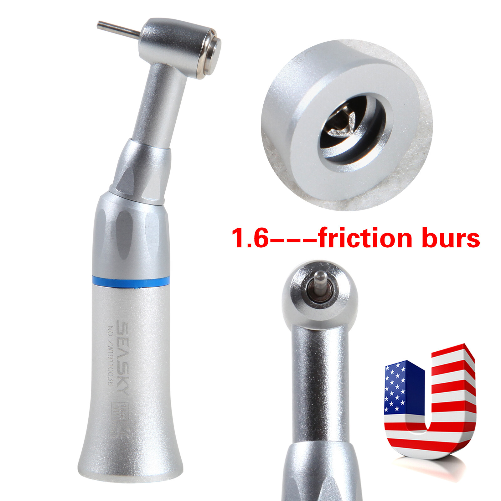1-10*Dental Slow Low Speed Contra Angle Handpiece Push Button Fit FG1.6mm Bur ty