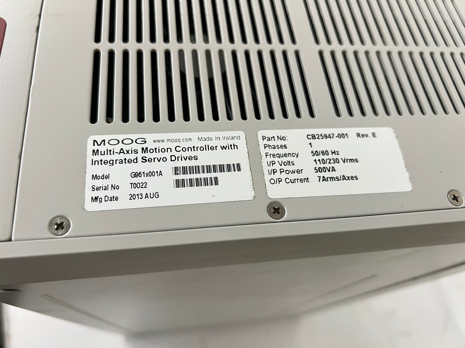 Moog «multi-axis motion controller w/ integrated servo drives» G961x001A/CB25947