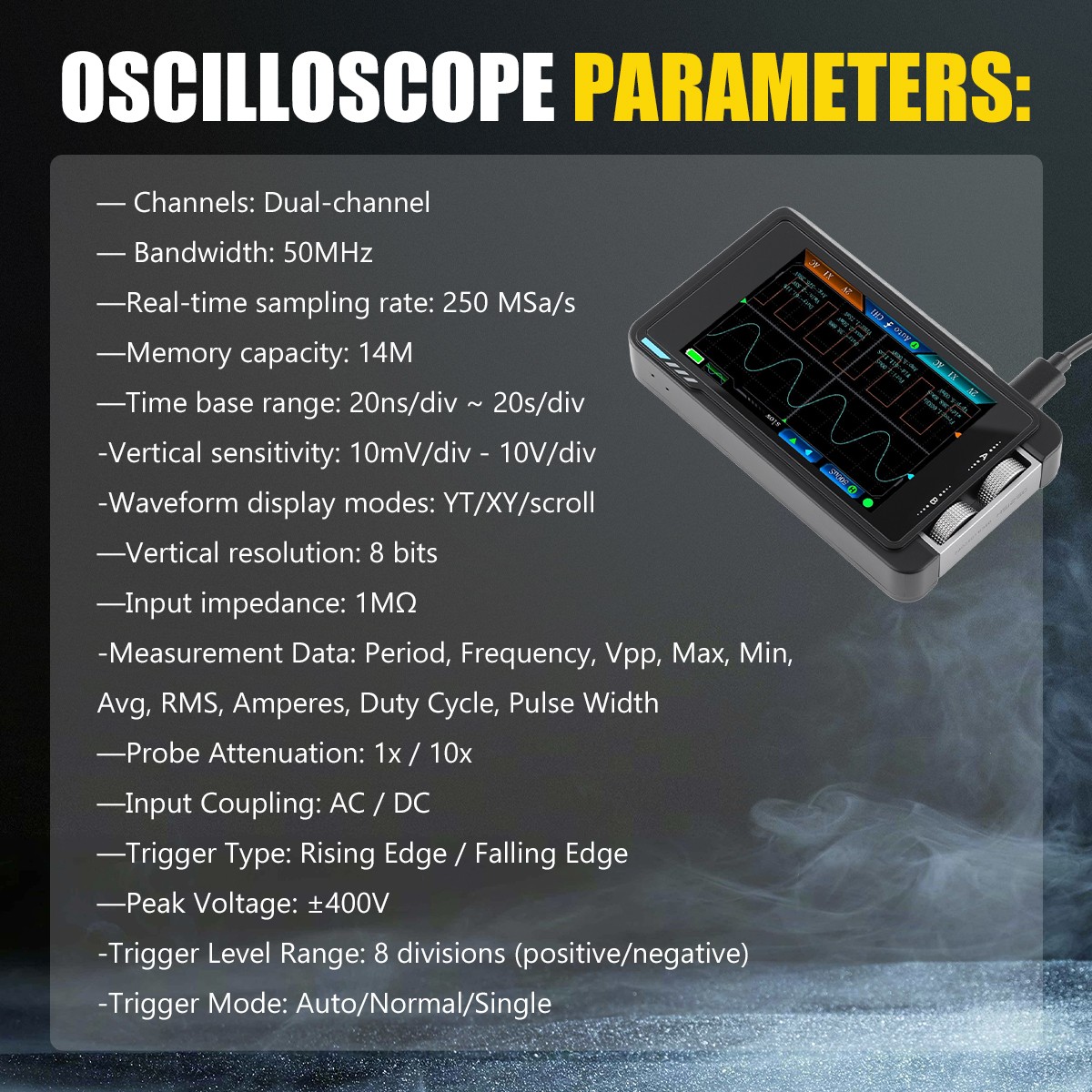 FNIRSI DS215H Oscilloscope Handheld Dual-Channel 2-IN-1 Digital Signal Generator