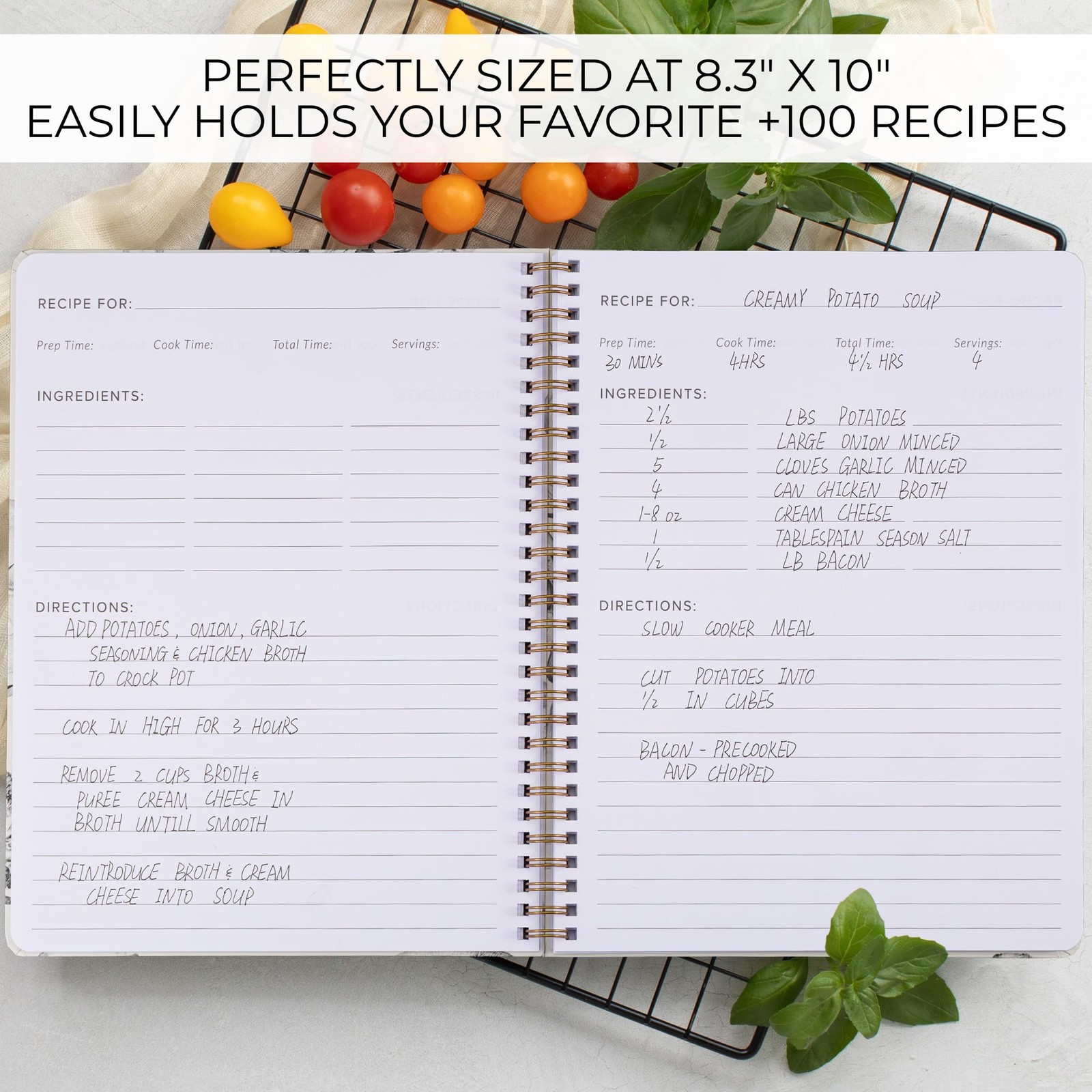 Aesthetic Blank Recipe Book for 100+ Cherished Meals – 8.27 x 10 IN, Beige