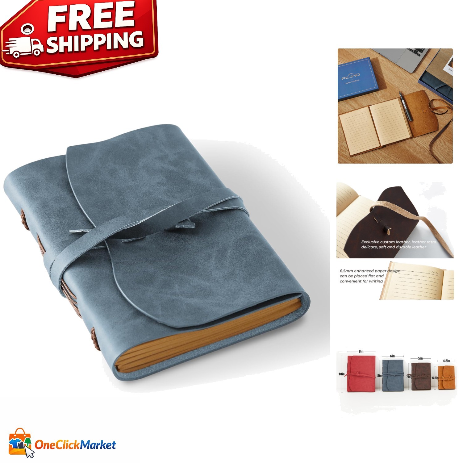 Hand-Stitched Vintage Leather Diary – 4.8×6.5 Mini Notebook for Everyday Use