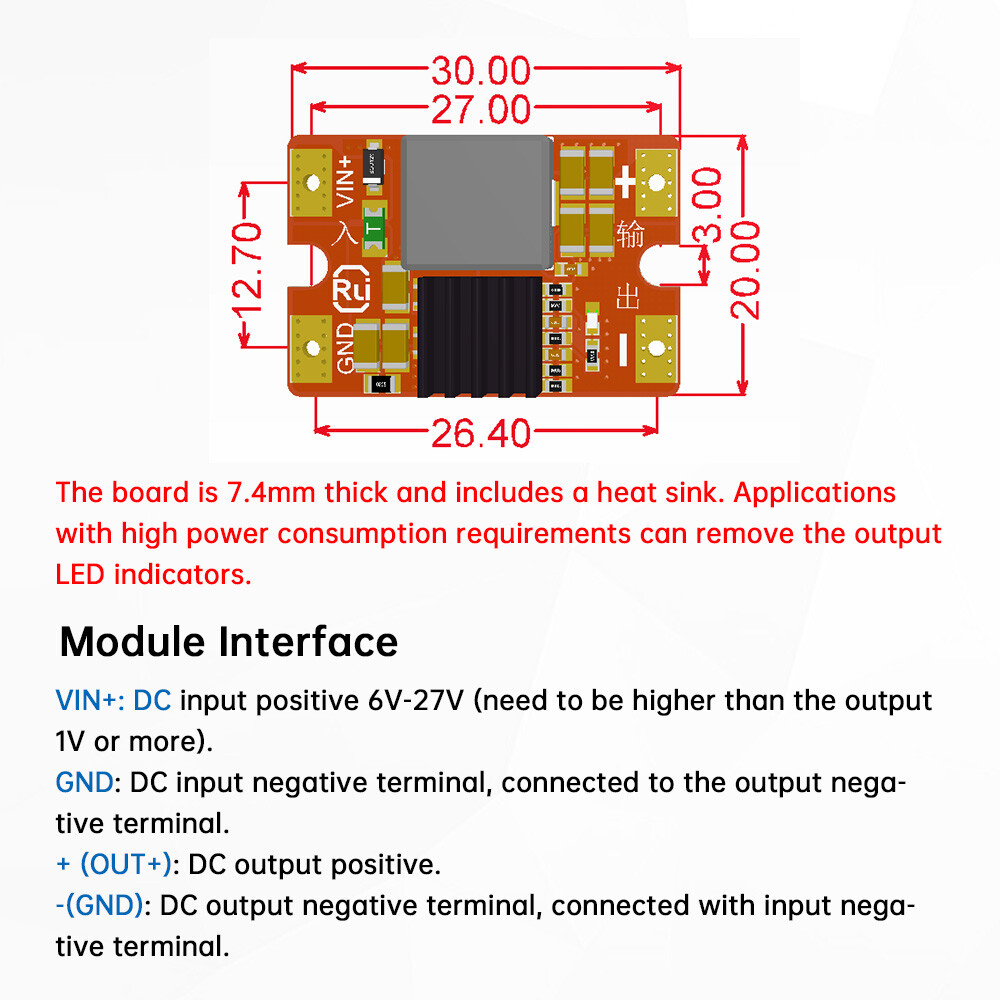 27V to 5V 12V 8A Mini DC-DC Voltage Reduction Module High Power Buck Module