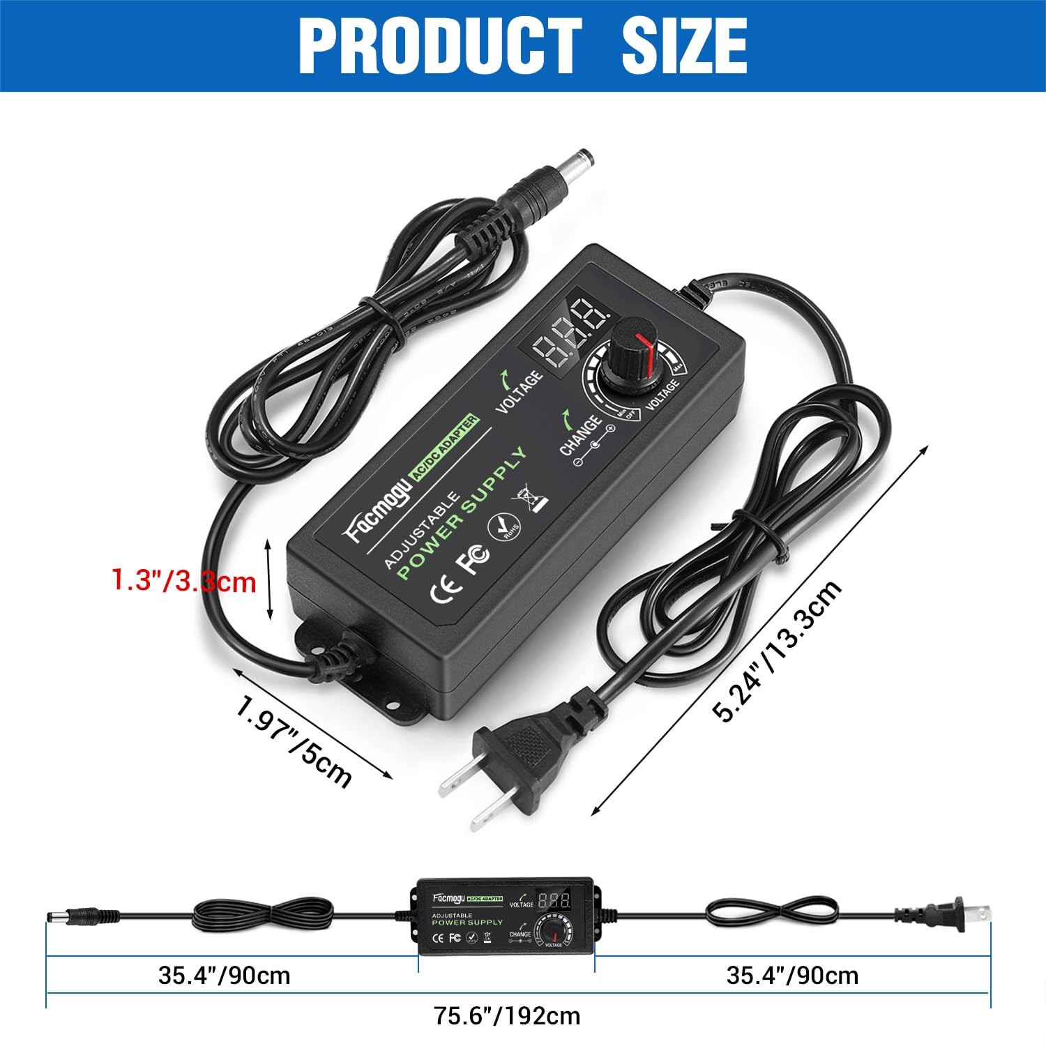 3V-12V 5A 60W Adjustable Power Supply with LED Display, Variable DC 3V 5V 6V …