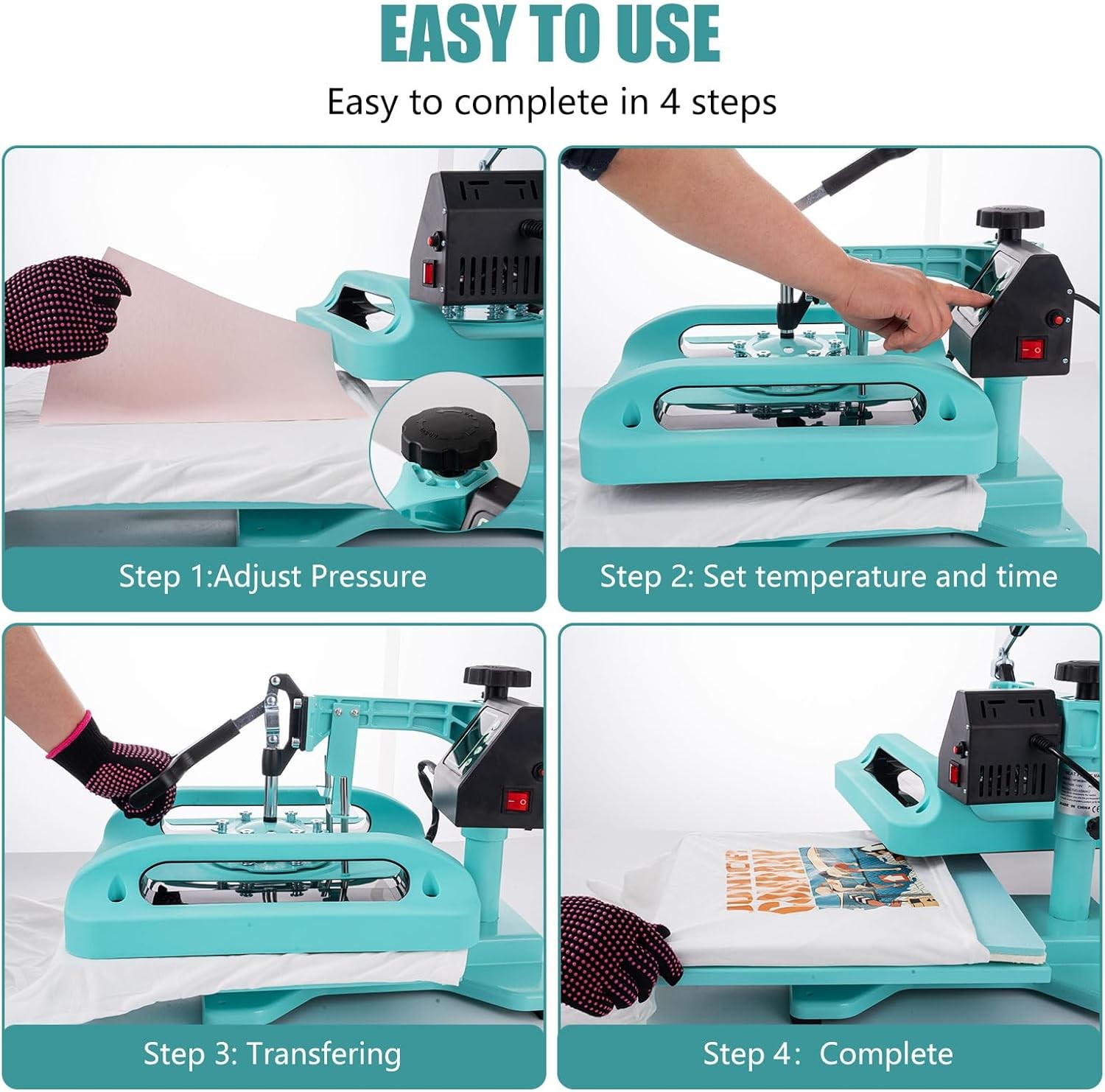 Combo 5 IN 1 T-Shirt Heat Press Transfer Machine 15″x15″ Sublimation Swing Away