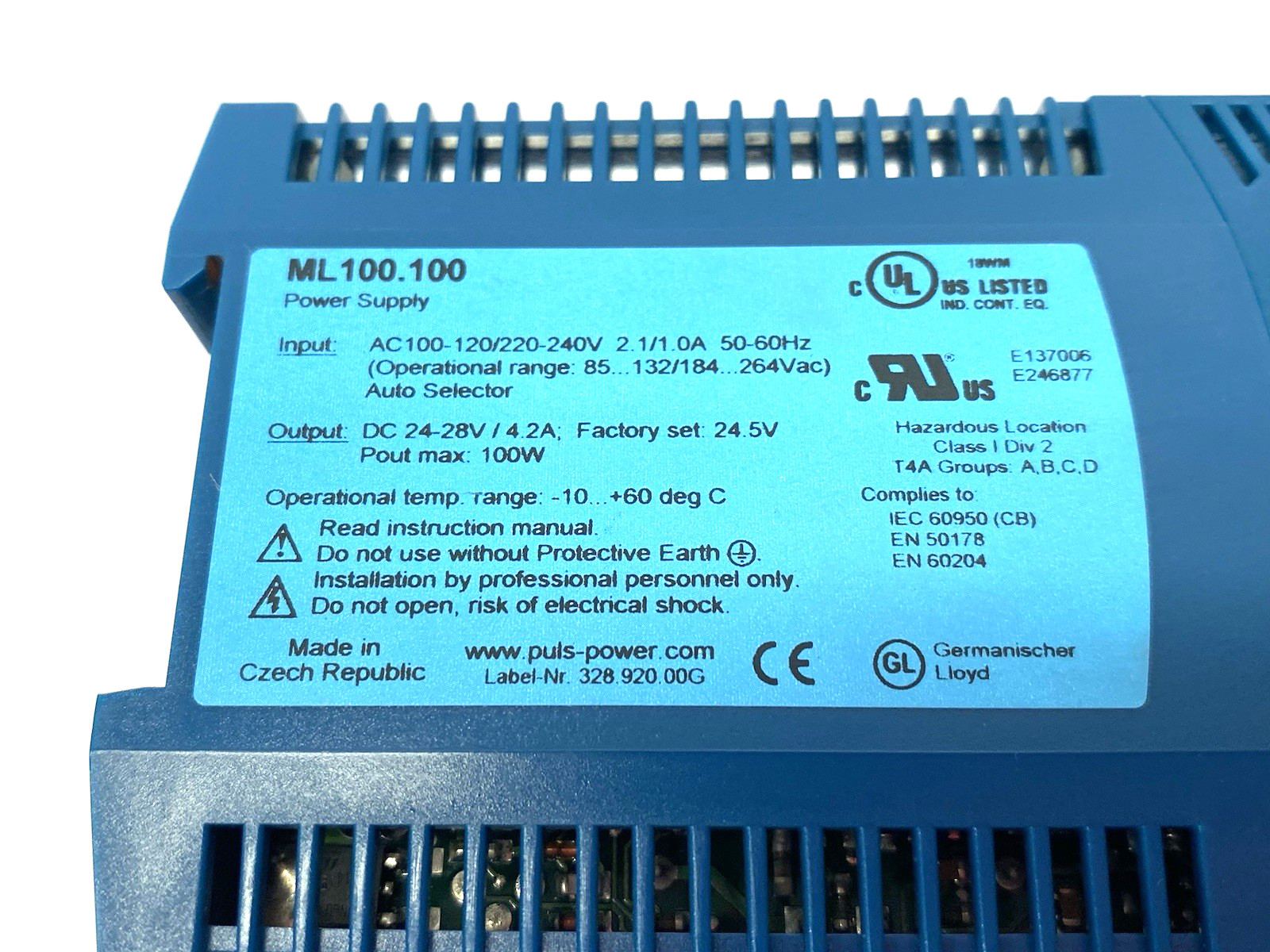 Puls ML100.100 Power Supply DIN Rail Mount