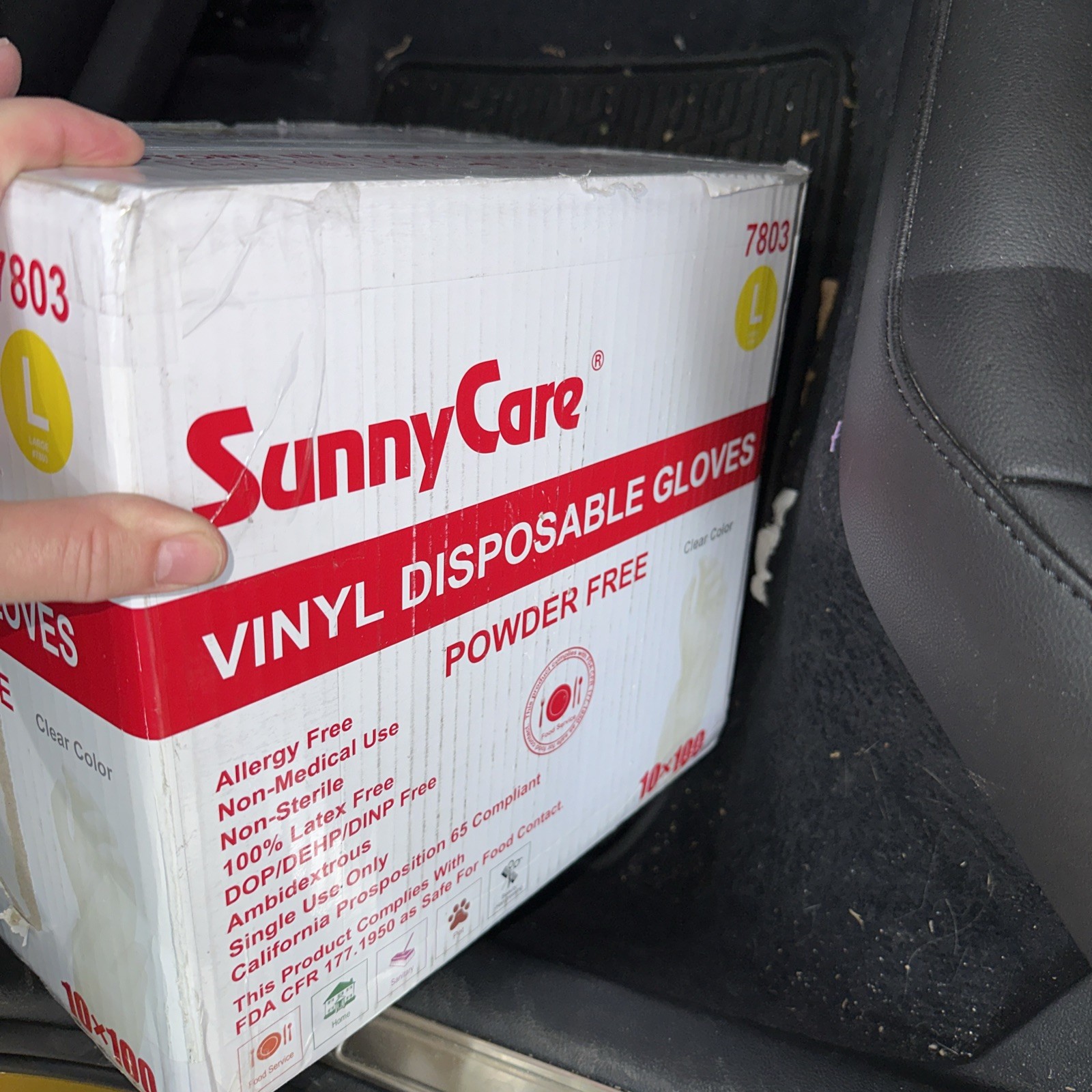 SunnyCare #7803 Vinyl Disposable Gloves Powder Free (Latex Nitrile Free) Large