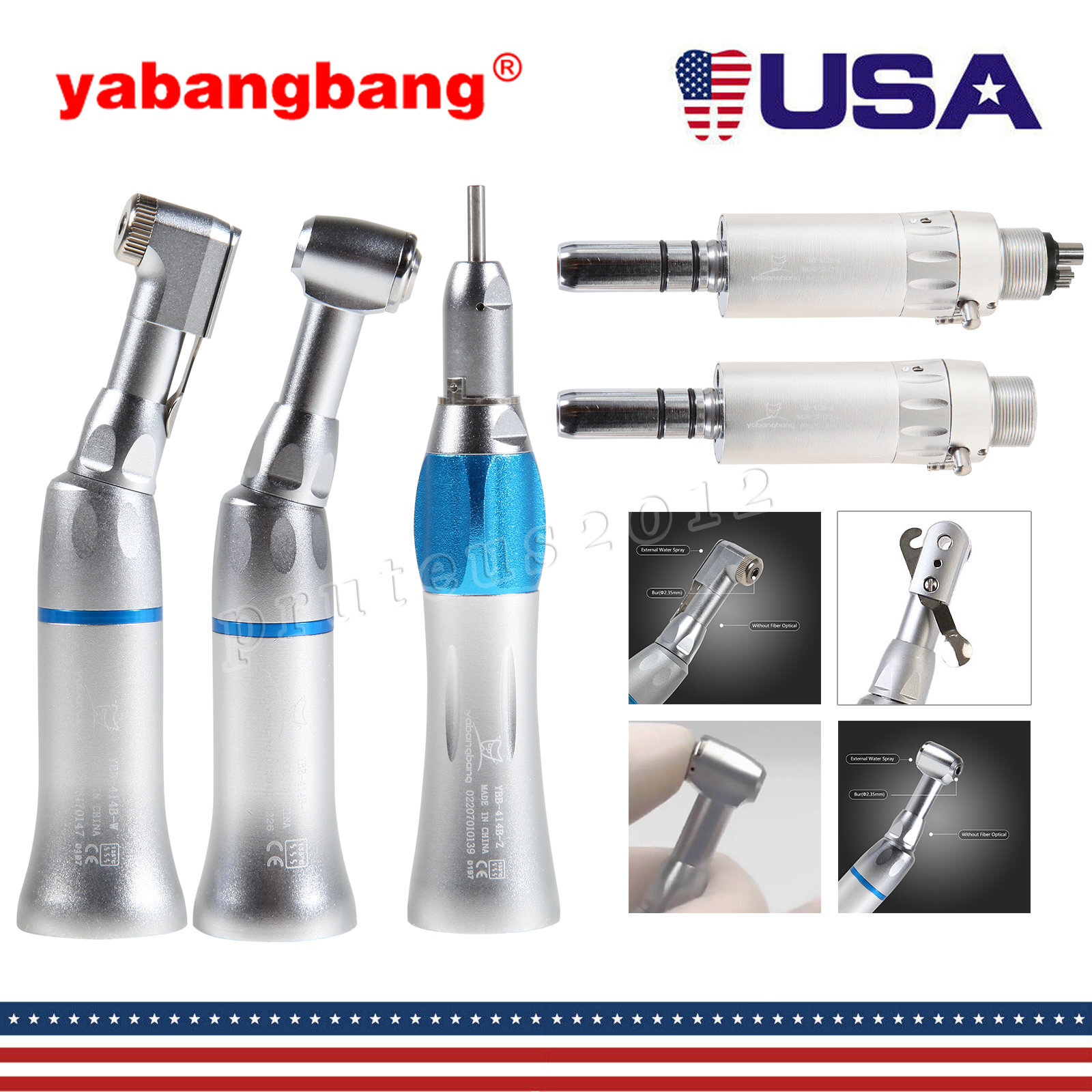NSK Style Dental Slow Low Speed Handpiece Contra Angle Straight Air Motor 2/4H