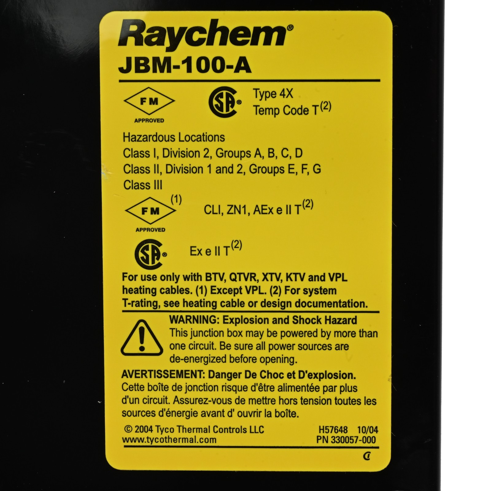 Pentair Raychem JBM-100-A Multi Entry Power Connection & Junction Box