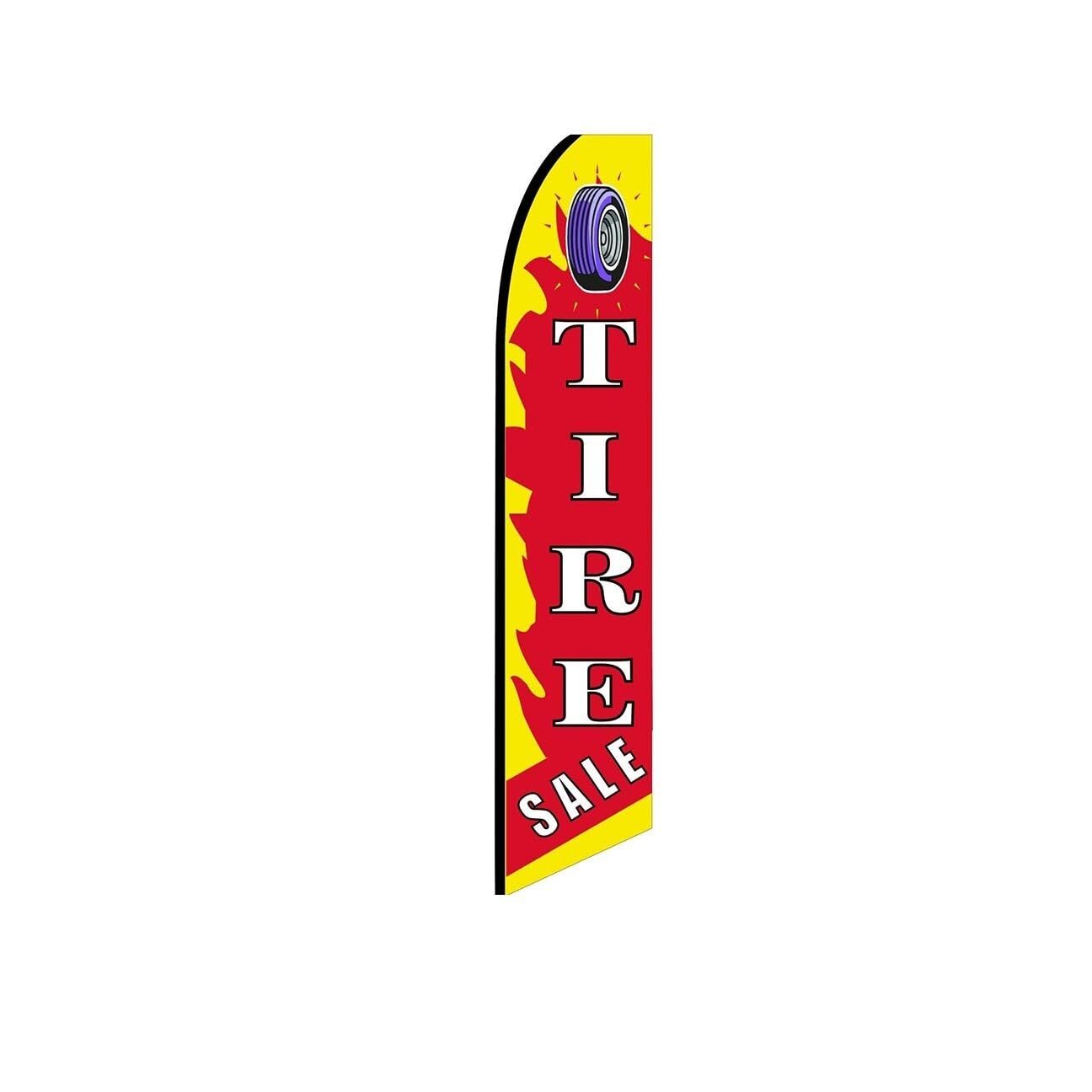 Tire Sale RedYellow Swooper Flutter Feather Flag | 3ft W x 11.5ft Tall