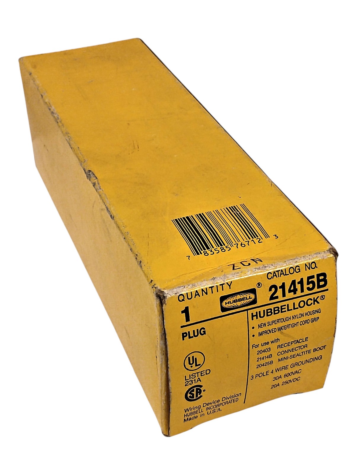 Hubbell HBL21415B Hubbellock 30A 600VAC / 20A 250VDC 3-Pole 4-Wire Locking Plug