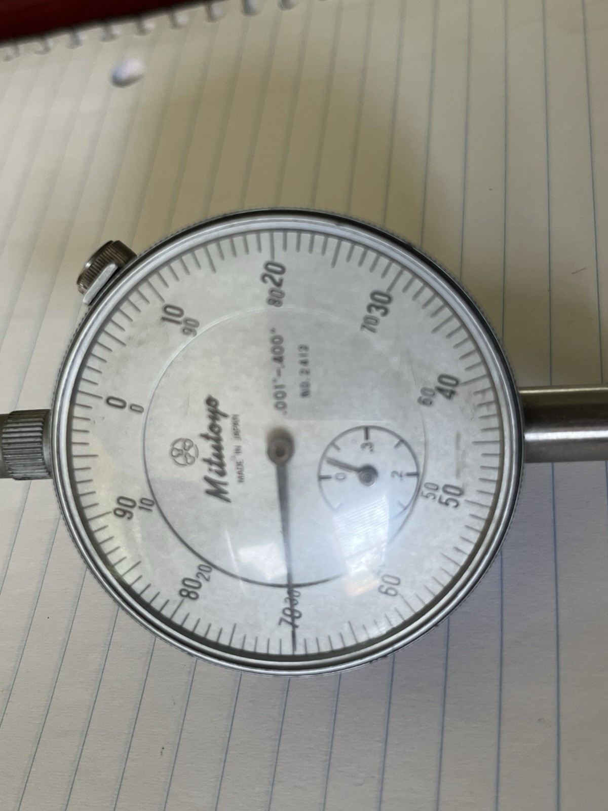 Mitutoyo Dial Indicator Gauge – 0.001″ to 0.400″ – Lug Back – Model 2412