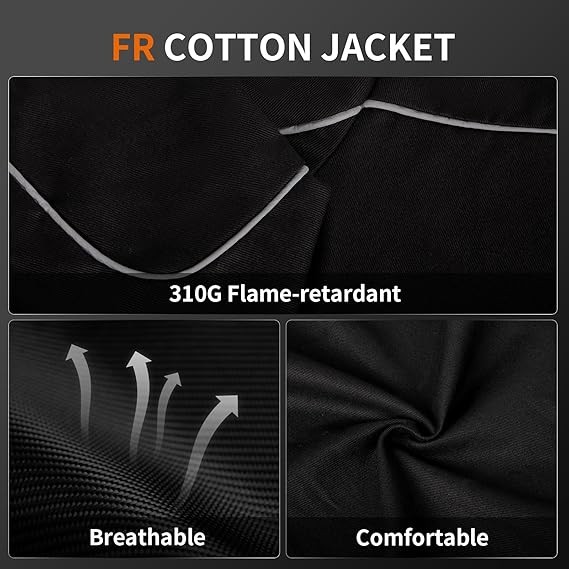JASIC Welding Jacket 11 oz Cotton Flame Resistant(FR) Light weight Weld Clothes