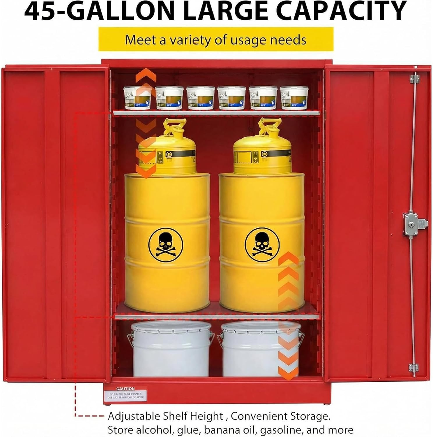 30/45/60 Gallon Flammable Liquids Storage Cabinet Fireproof Steel Safety Cabinet