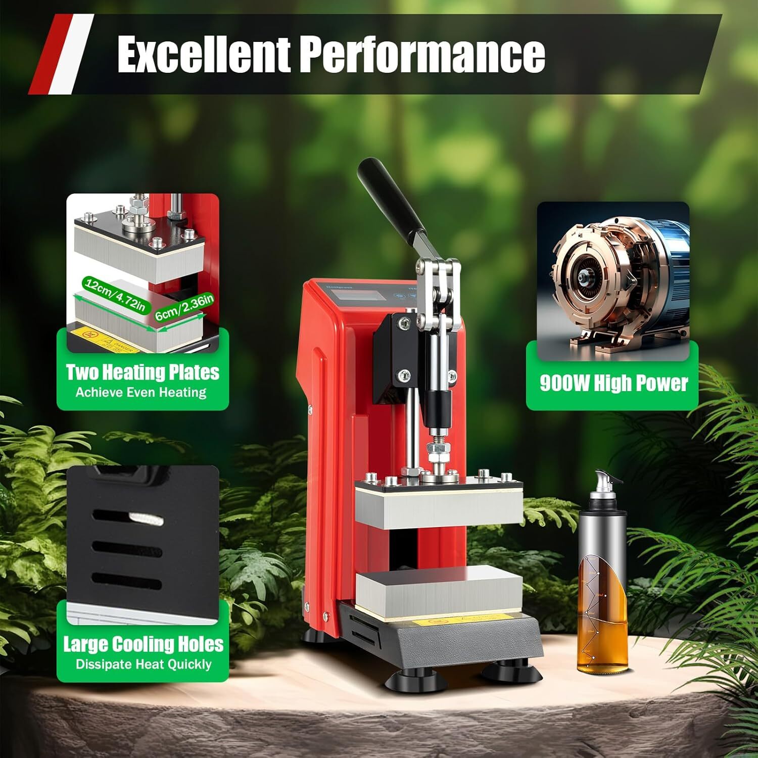900W Heat Press Machine Mini Manual Heat Presser Heavy Duty Hot Press Stamping