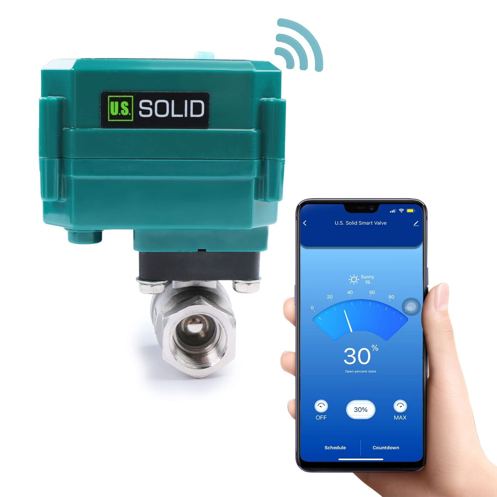 U. S. Solid Wifi Smart Motorized Ball Valve 1/2 in 304SS US Plug Manual Switch