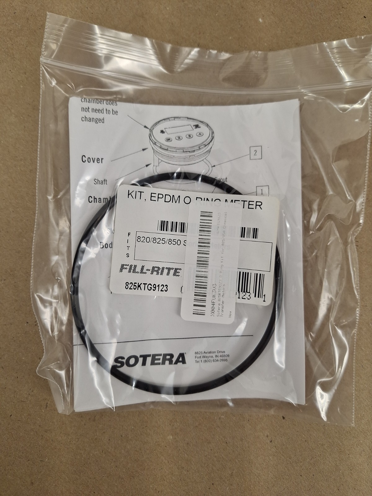 Sotera 825KTG9123 EPDM O-Ring Kit for 820 825 850 Chemical Transfer Meter – New