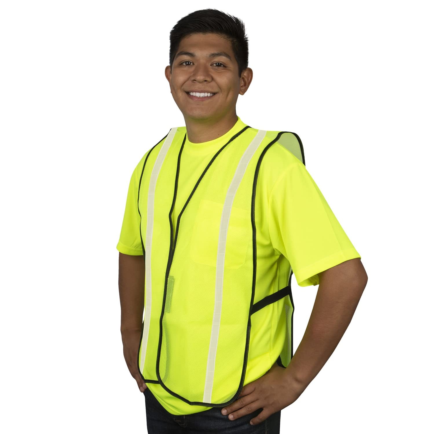 Cordova V111W General Purpose, Type O, Non-Rated, Lime Mesh Vest, Hook & Loop…