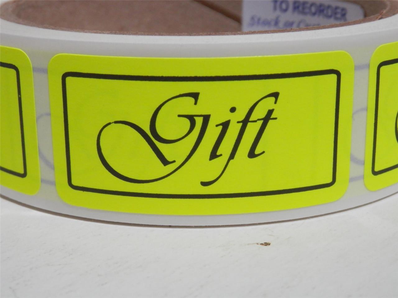 250 Stickers 1″x2″ Label GIFT fluorescent chartreuse bkgd