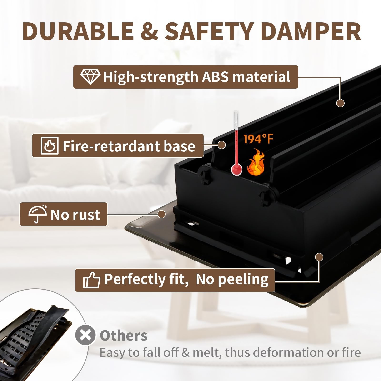 4×8 Inches Air Floor Vents Register Ease Adjust Air Flow Savannah Design-Heav…