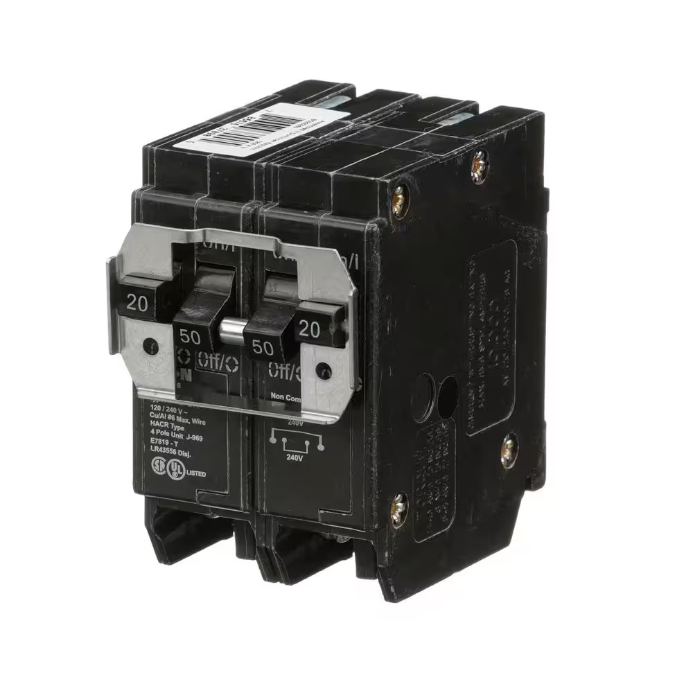 BR 1-20 Amp 2 Pole and 1-50 Amp 2 Pole BQ (Independent Trip) Quad Circuit Breake