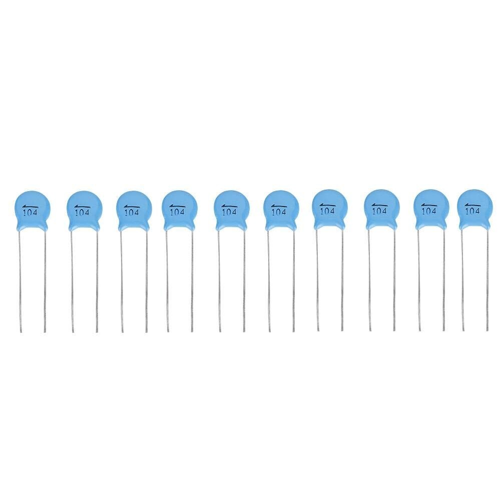 0.1uF (100nF) 500V Ceramic Disc Capacitors – Pack of 10/25/50/100