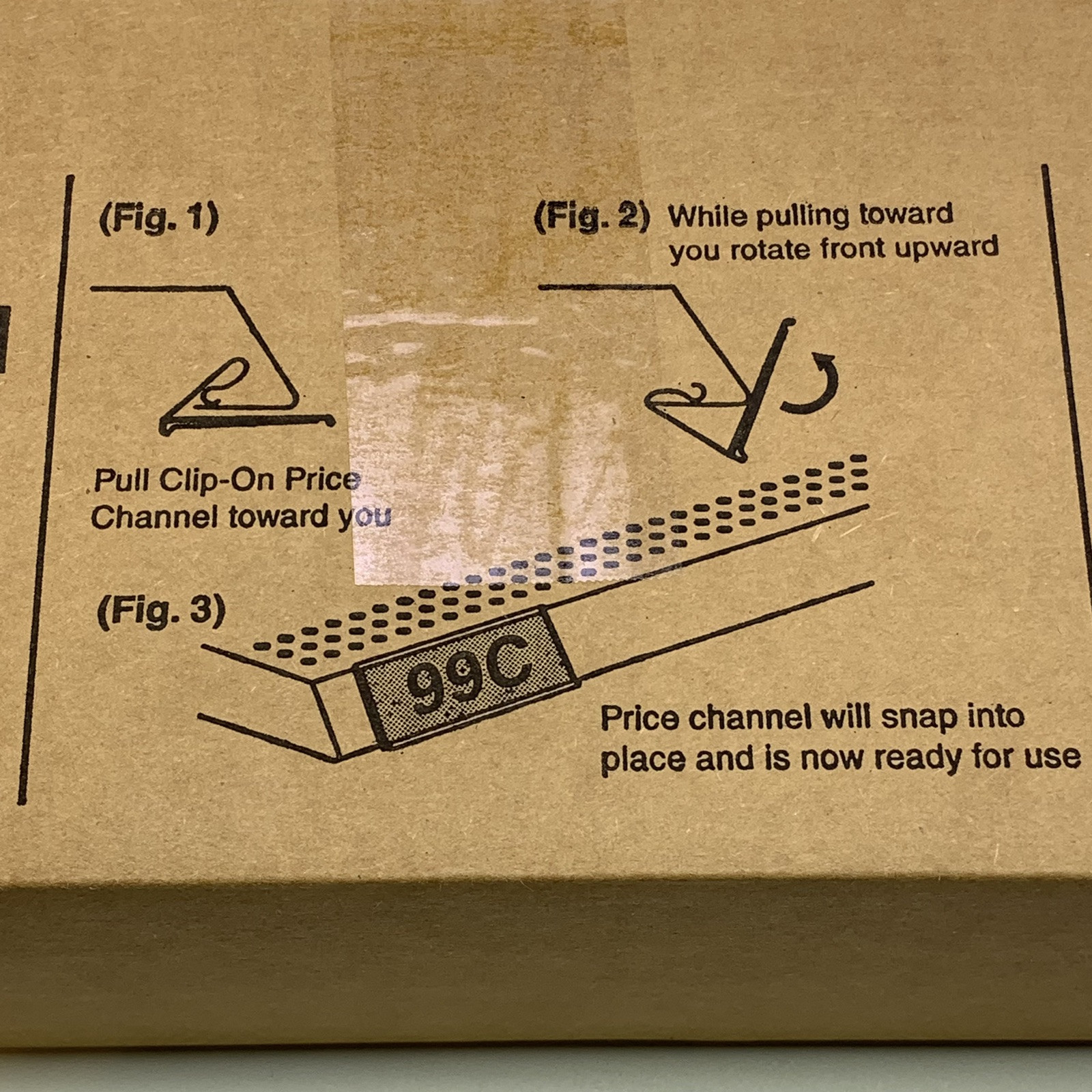 CASE of 50 Beige / Clear 47.5″ Clip-On Price Label Channel for 48″ Gondola Shelf