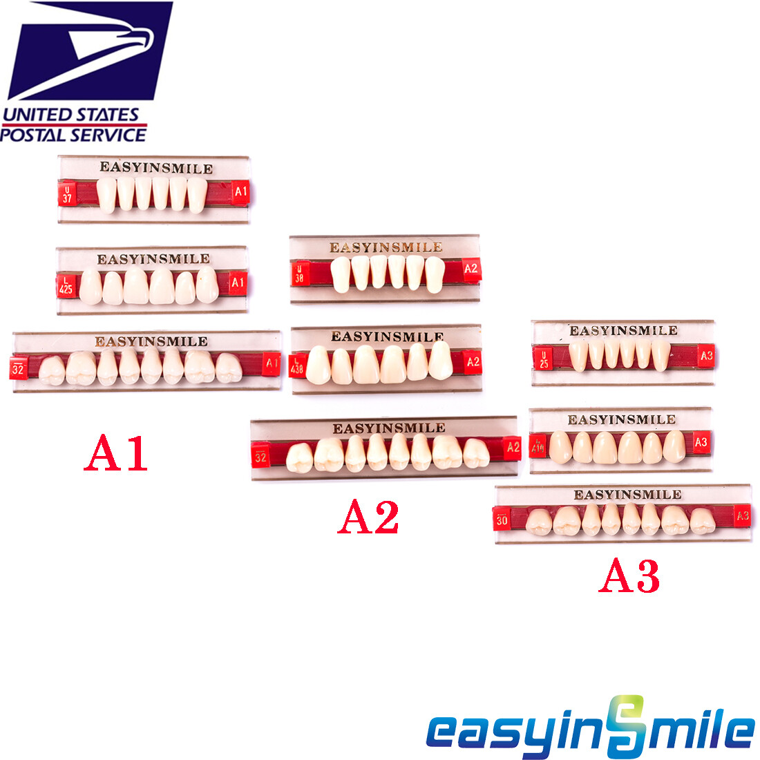 Dental Acrylic Resin Denture Teeth False DIY Full Set Anterior Posterior A1A2A3