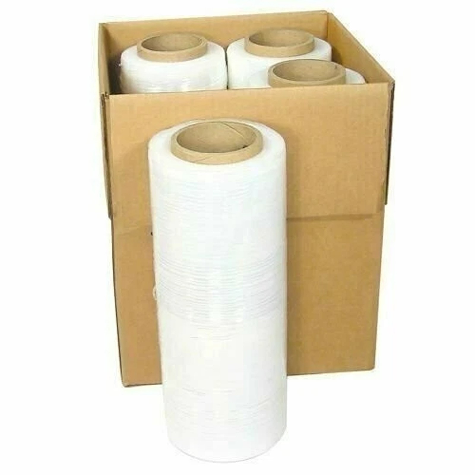 18″ x 1500′ 80 Gauge Pre-Stretched Stretch Wrap Film 4 Rolls Clear Pallet Wrap
