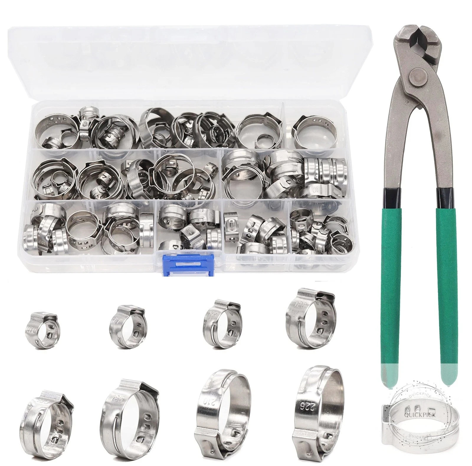 Single Ear Hose Clamps, Oetiker Clamps, 92Pcs(6.0mm-22.6mm) Crimp Pipe Clamps