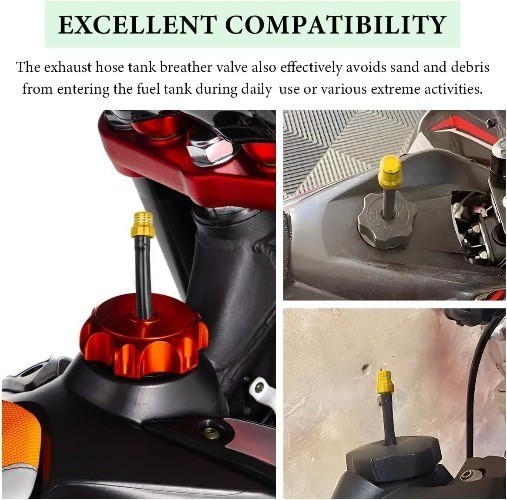 2 PCS Breather Hose Gas Fuel Tank Cap, One Way Tank Valve Vent T Color: Yellow