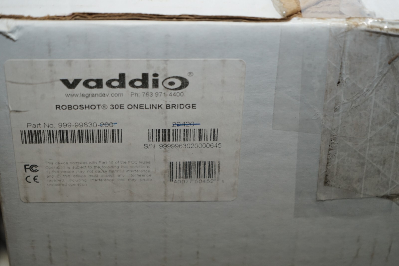 ^ Vaddio 999-99630 RoboSHOT 30E HDBT OneLINK Bridge System #X4580
