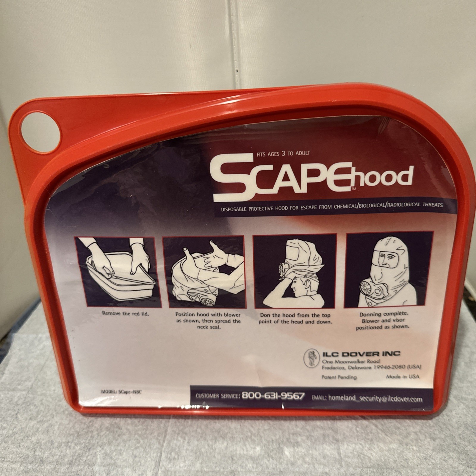 ILC Dover SCape-NBC Air-purifying Escape Respirator. New In Box Never Used