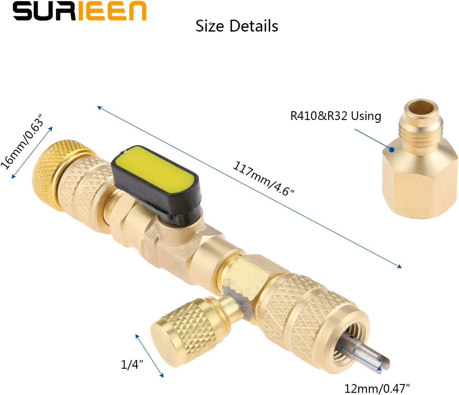 R410A R22 Valve Core Remover Installer Tool with Dual Size SAE 1/4 & 5/16 Port &
